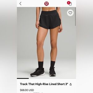 LULULEMON Track That High Rise Lined Shorts 3”